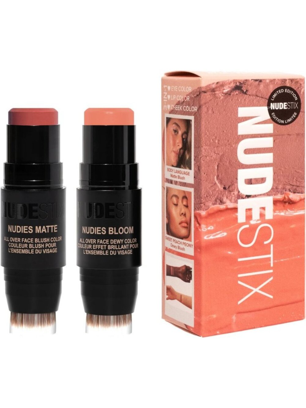 2-Piece Cream Blush Stick Set for Cheeks, Eyes & Lips | Matte & Bloom Shades
